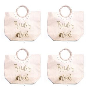 Lot of 4 SHIRALEAH pink vegan *bridesmaid* beach pool tote bag satchel party